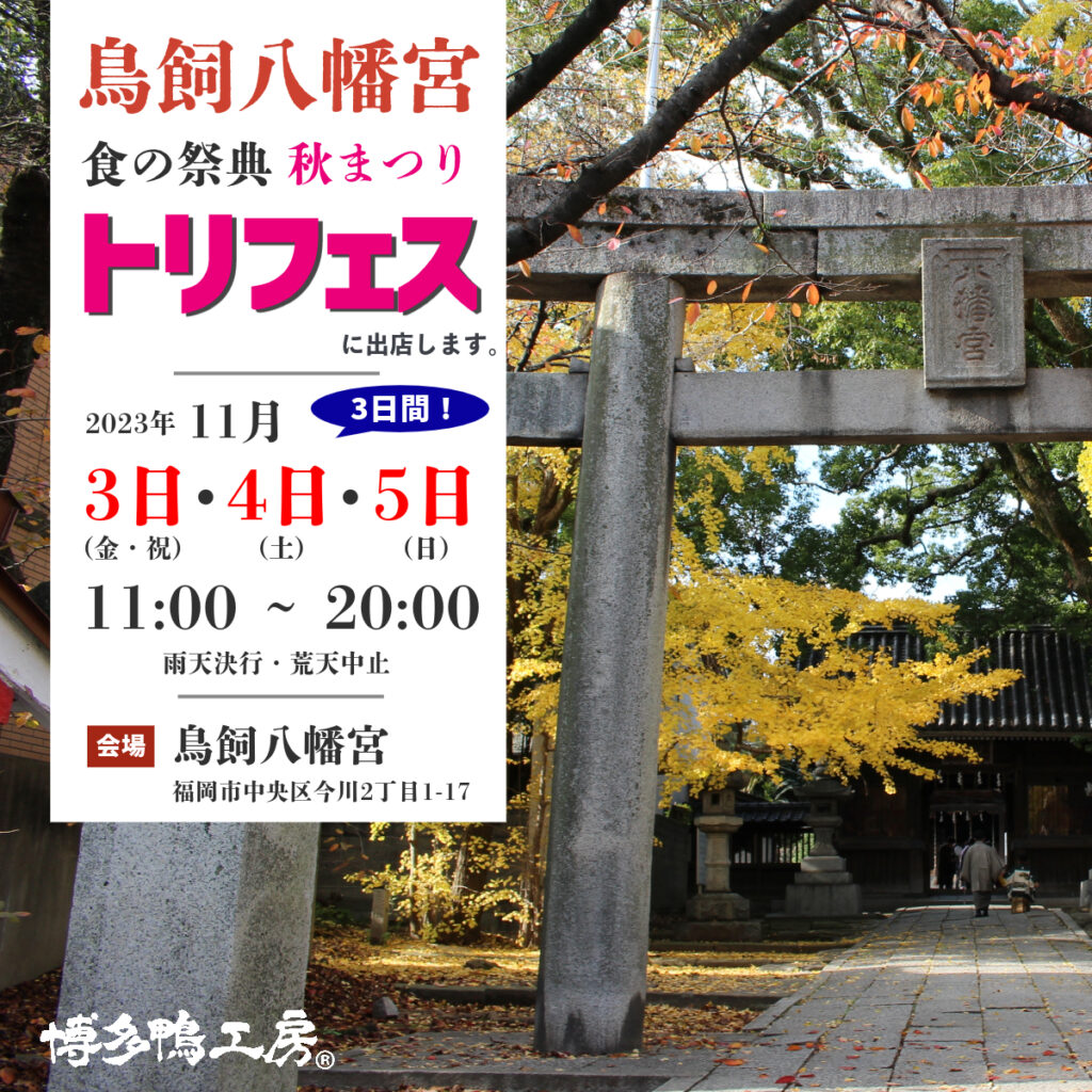 鳥飼八幡宮　食の祭典　秋まつり　トリフェスに出店します！20231103-05